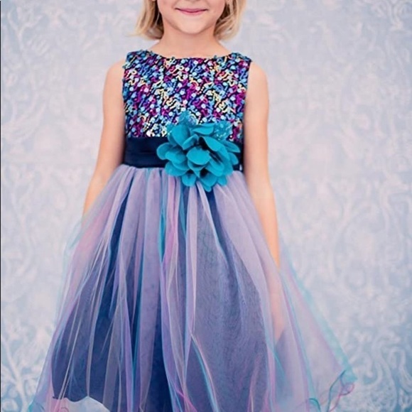 Amberry Other - Amberry Teal Multi Sequin Tulle Dress Size 12